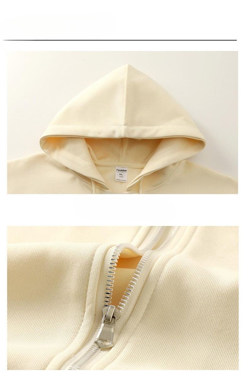 Antibacterial Heavy Tide Cotton Loose Zipper Hooded Sweater Custom Men's Cardigan Thickened Jacket_voghion.com