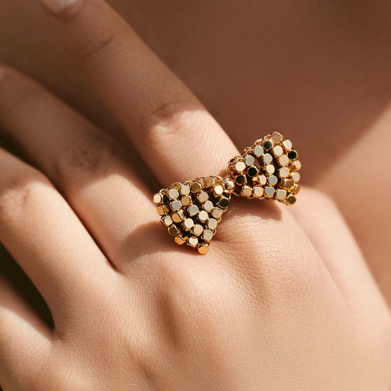 Stacked exaggerated personality bracelet open ring shell design bow irregular wide version retro ring_voghion.com