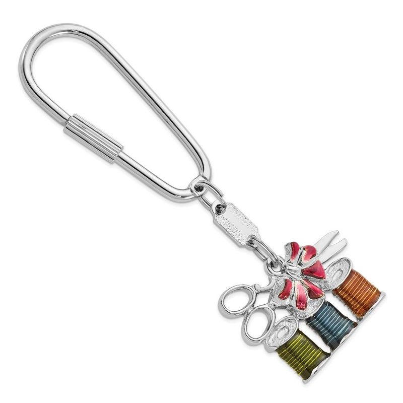 1928 Silver-tone Multi-colored Enameled Sewing Key Fob_voghion.com