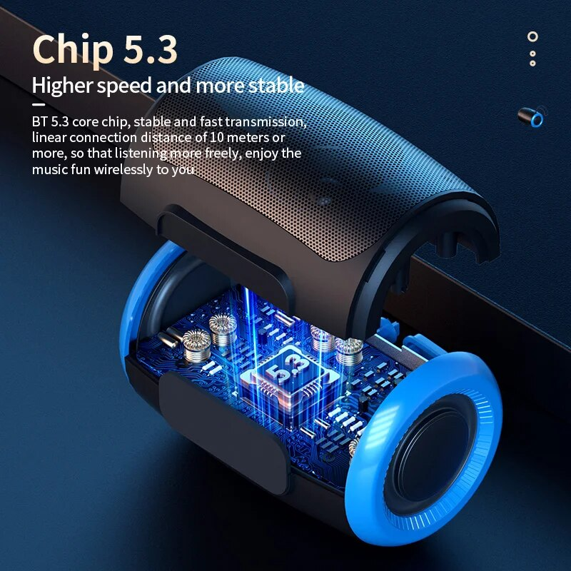 Przenośny głośnik Bluetooth TWS z wodoodpornym, bezprzewodowym radiem zewnętrznym i kolumną głośnikową obsługujący kartę TF, stereofoniczny odtwarzacz muzyki 3D Hi-Fi_voghion.com