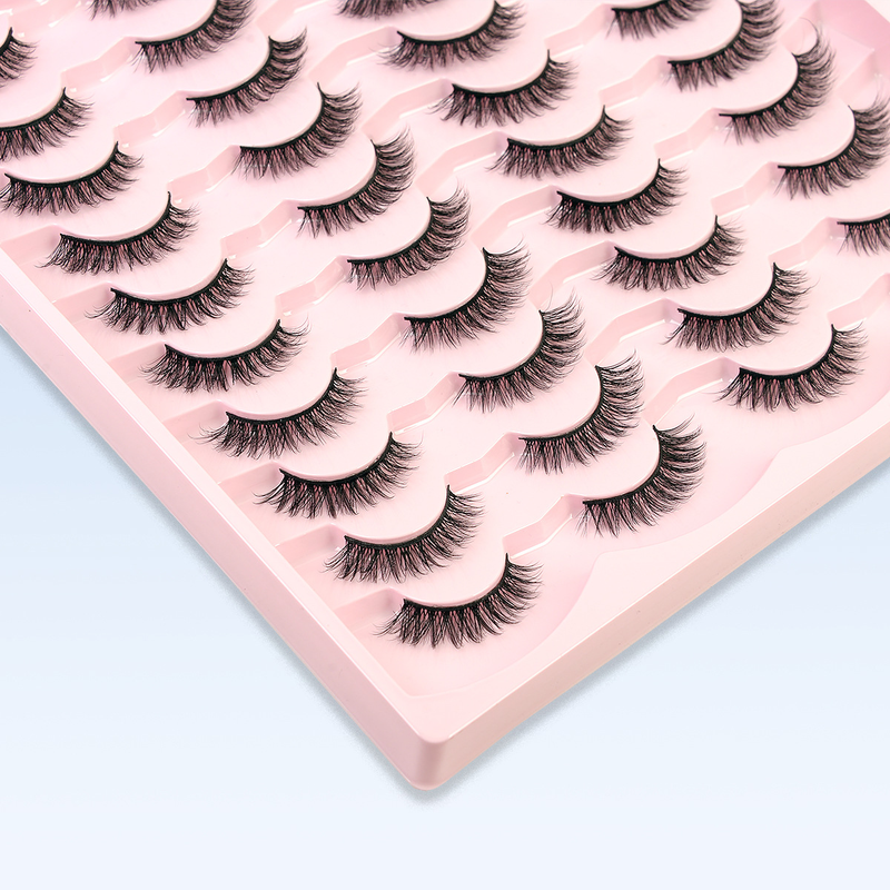 Cils en fibres chimiques 3D chauds, boucles stéréo naturelles, 20 paires de faux cils de plus que les cils plats_voghion.com