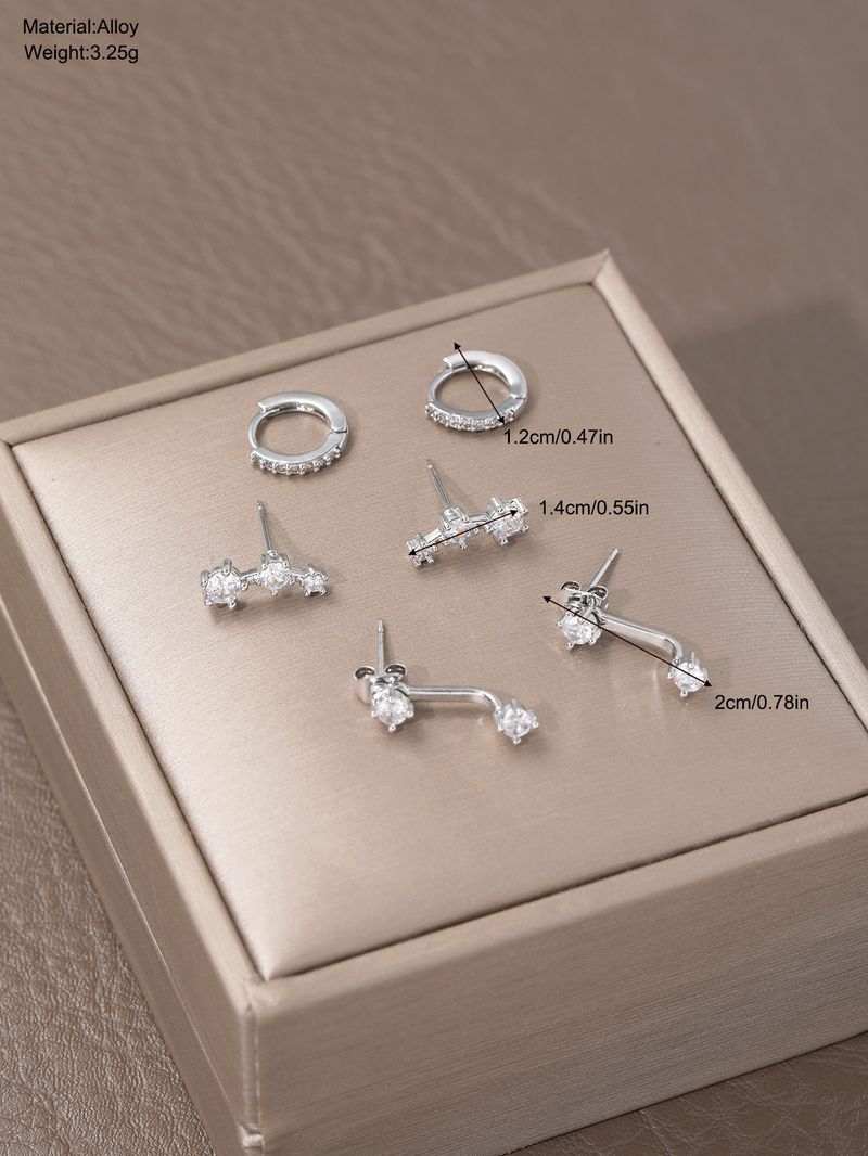 Dames sieraden mode zirkoon koperen oorbellen 3-delige set temperament licht luxe_voghion.com