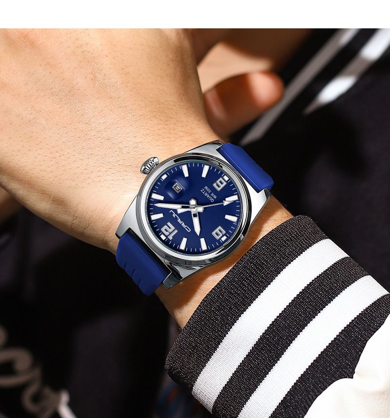 Runde Kalenderuhr für Herren und Damen mit wasserdichtem Silikonarmband, minimalistisches Design, Uhr im Freizeit- und Business-Stil_voghion.com