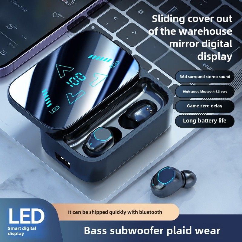 Bluetooth Kulaklık, Power Bank, Büyük Power Tws, Uzun Pil Ömrü, Dijital Ekranlı Çağrı, Acil Şarj, Kozmetik Ayna, Kulaklık M48._voghion.com