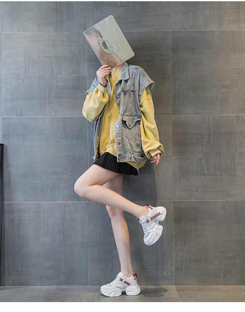 Thick-soled Transparent Mesh And Double-layer Mesh Heightening Dad Shoes Casual Versatile Style Small Women's Shoes_voghion.com