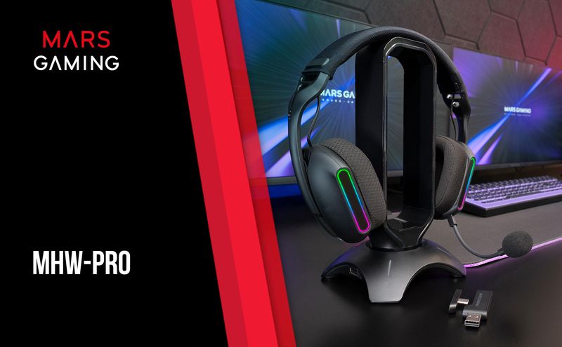 Mars MHW-PRO, ARGB Flow Wireless Gaming Headphones, 7.1 Surround 3D Sound, Bluetooth 5.3 2.4GHz + 3.5mm Jack, Ultralight_voghion.com