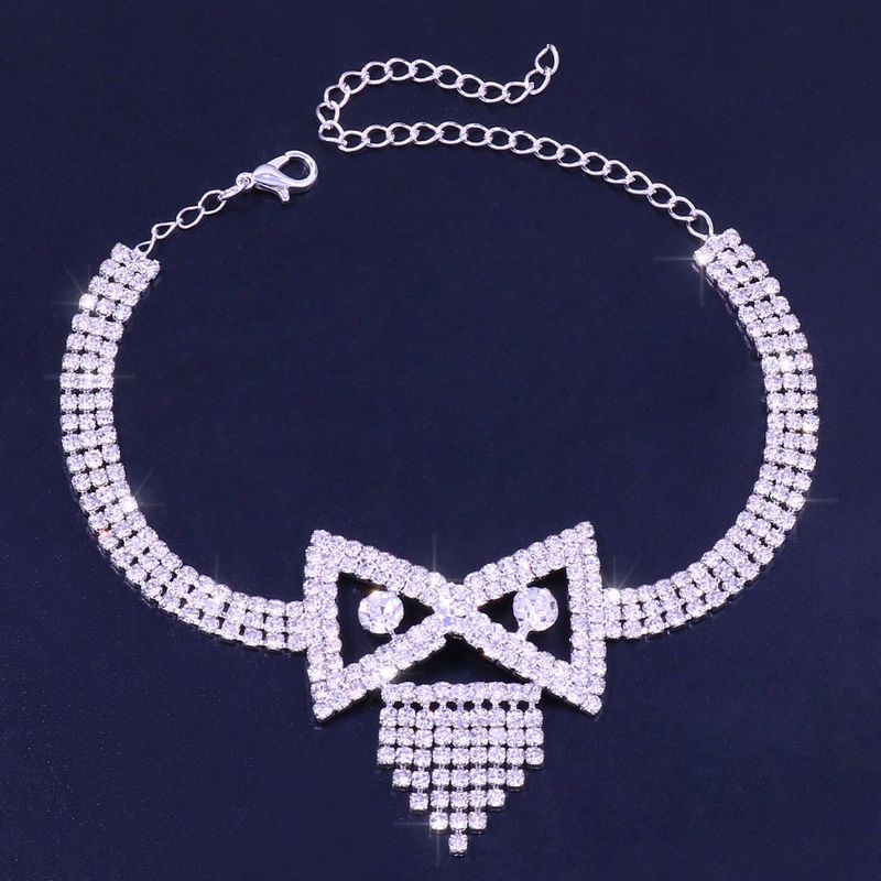 Jewelry Tassel Diamond Time Hourglass Anklet Beach Multi-row Hollow Rhinestone Anklet_voghion.com