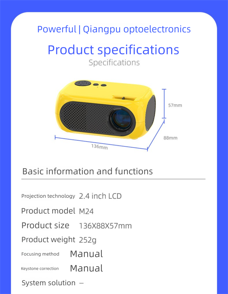 Proiettore per la prima infanzia portatile HD Qiangpu YG300 per la casa, piccolo e mini, per la vendita transfrontaliera all'estero_voghion.com