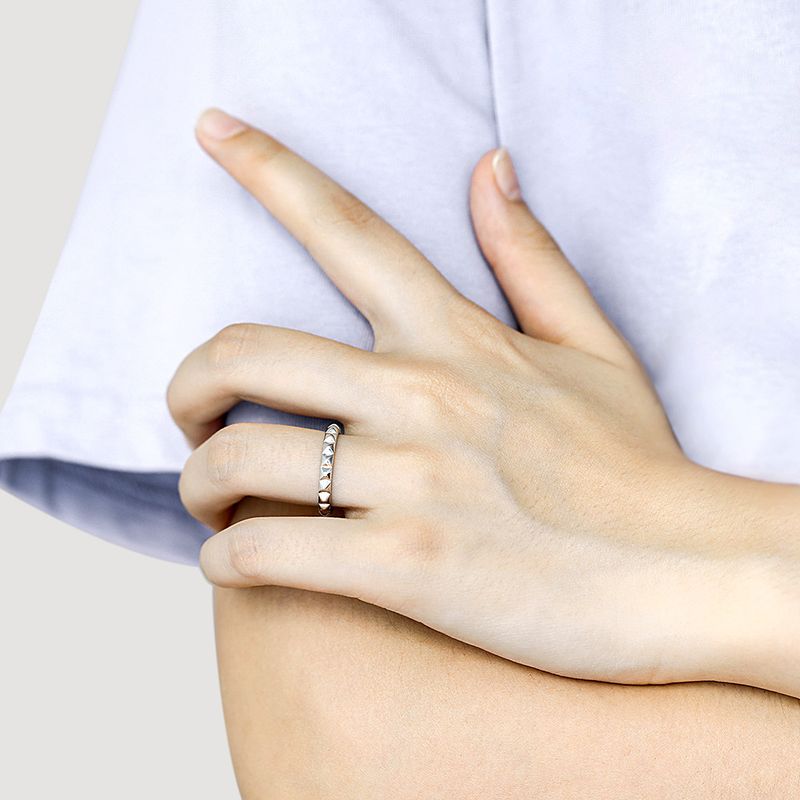 Set di anelli in argento minimalista - Anelli in argento sterling S925 con zirconi (impilabili)_voghion.com