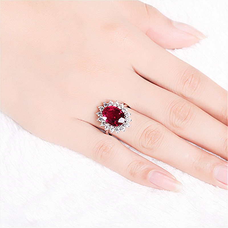 Daifei Style Blue Oversized Pigeon Egg Red Crystal Inlaid Index Finger Ring, Tanzanite Colored Women's Ring_voghion.com