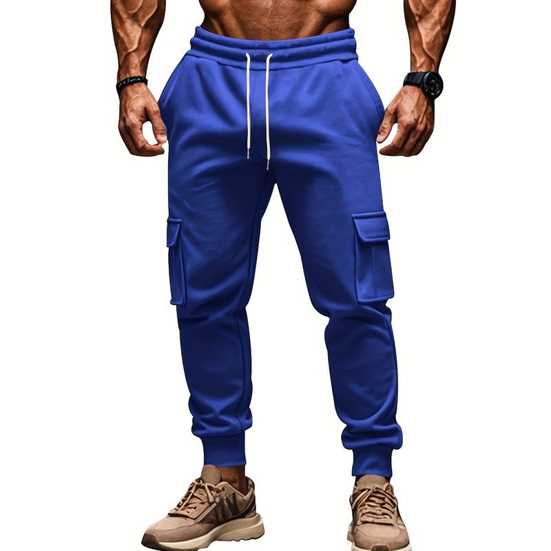 Herren Retro Freizeithose – Lockere Passform Gerade Beinhose mit Kordelzug in der Taille (Schwarz, Grau, Beige, Marineblau, Rot, S-XXXL)_voghion.com