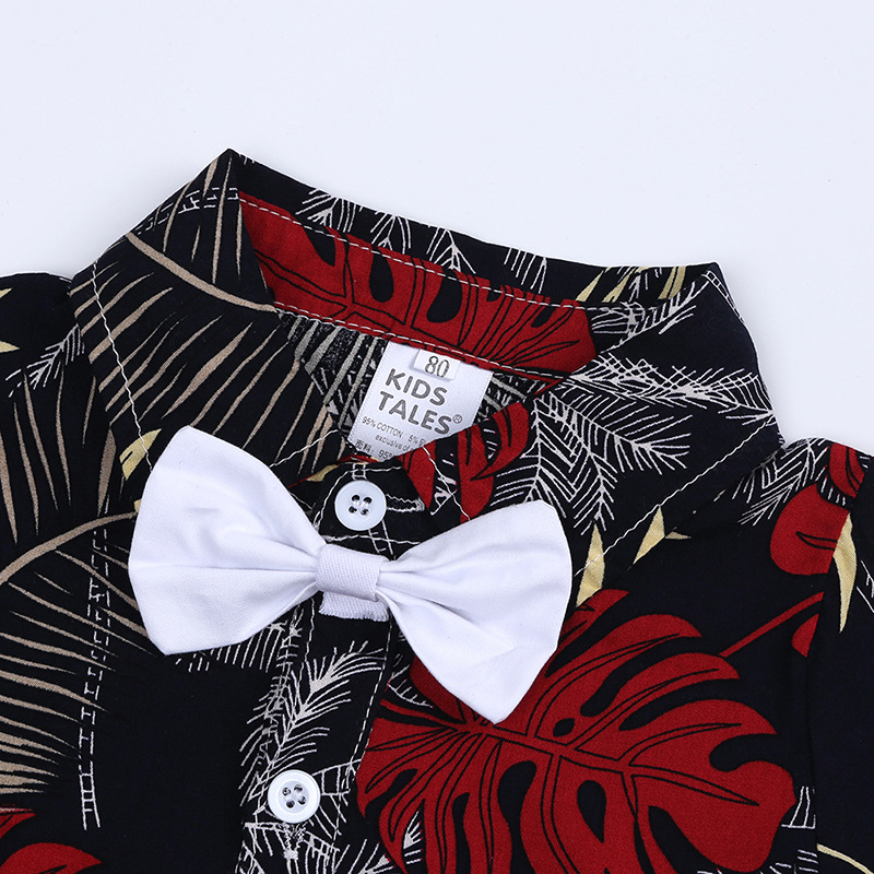Mother&Kids Completo estivo per bambini Camicia a maniche corte stampata per ragazzi Set di due pezzi_voghion.com