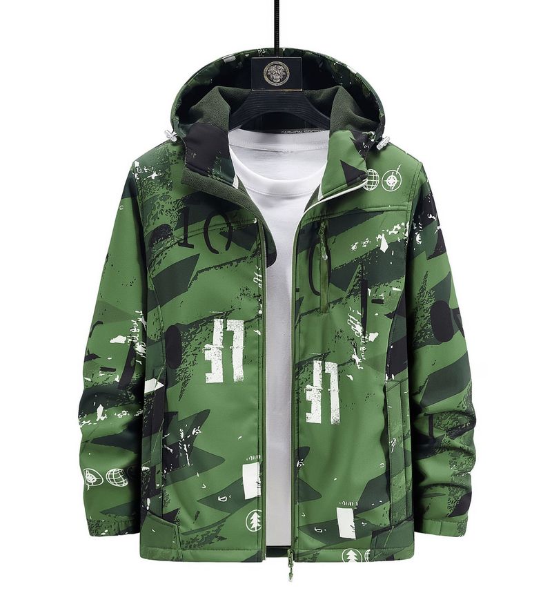 2024 New Outdoor Single Layer Soft Shell Jacket Plus Size Couples Camouflage Waterproof Windproof Coat_voghion.com
