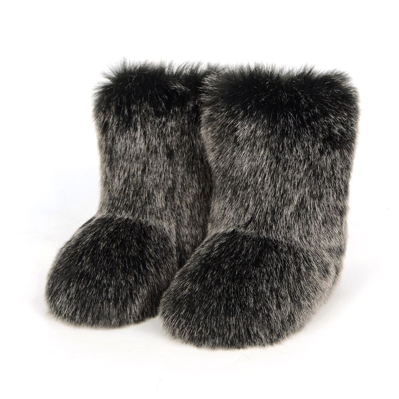 Winter snow boots Women's outer wear warm non-slip cross-border long fur mid-calf raccoon fur y2g fur boots_voghion.com