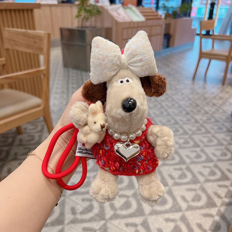 New Woolen Dress Plush Chubby Car Keychain Cartoon Hugging Rabbit Chef Dog Plushie Bag Pendant_voghion.com