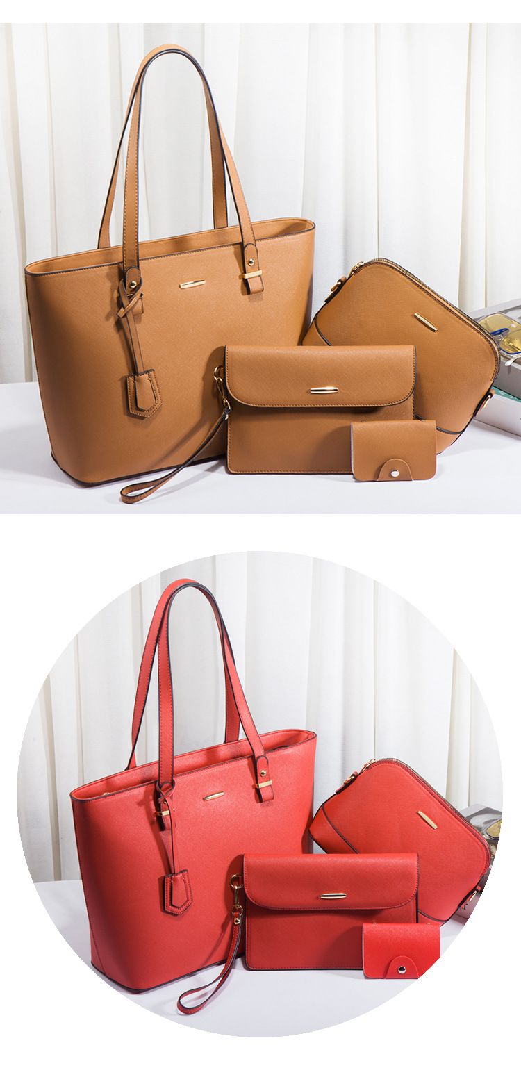 Handtaschen-Set für Damen, modische Damentasche, Retro-Schulterhandtasche, große Kapazität, modische diagonale Spannweite, vierteiliges Taschenset_voghion.com