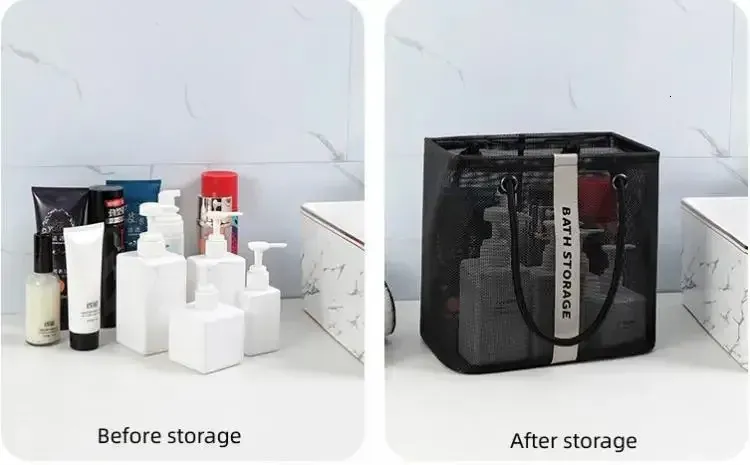 Borsa per il trucco di grande capacità, borsa da viaggio portatile, borsa da bagno trasparente, organizer per WC unisex 250318l_voghion.com