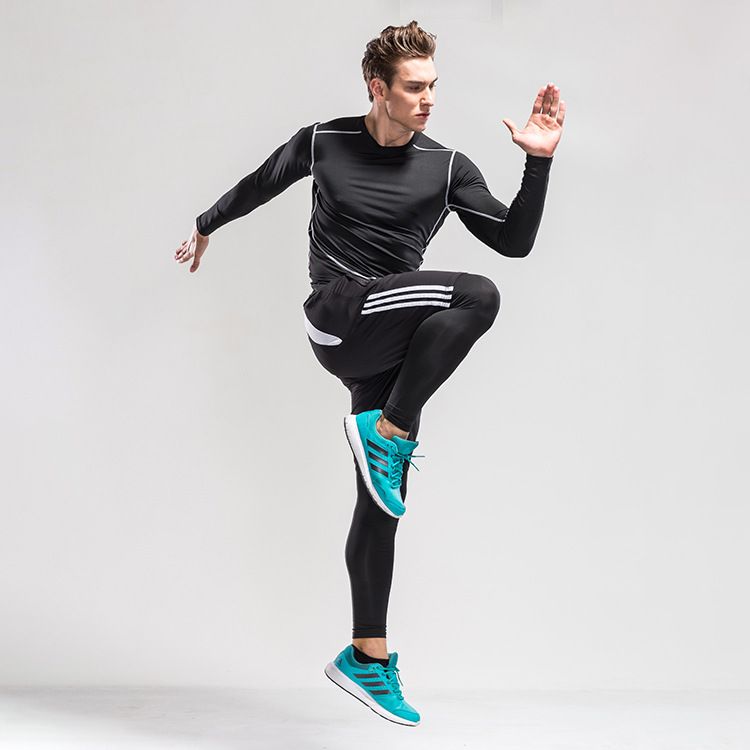 Tuta da uomo Plus T-shirt a maniche lunghe con base calda in pile Collant moda Tuta da allenamento da uomo_voghion.com