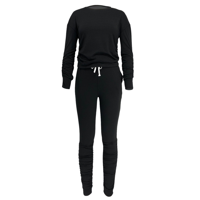 Tuta sportiva in due pezzi con maglietta a maniche lunghe e pantaloni a pieghe X5_voghion.com