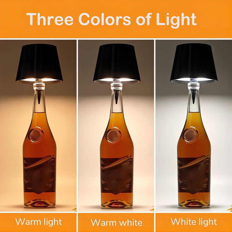 Wireless Bottle Table Lamp Touch Control Of 3 Colors And Stepless Dimming Night Lamp For Bar Wine Bottles Decor Desk Lights_voghion.com