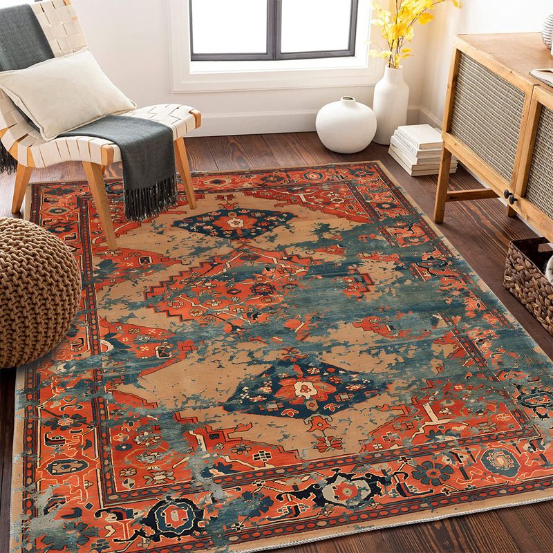 Bohemian Printed Rug – Moroccan-Inspired Polyester Carpet For Living Room/Bedroom (11 Sizes)_voghion.com