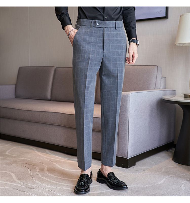 Neue männer casual Koreanische version der mode plaid micro-elastische trendy kleine-footed jugend hosen_voghion.com