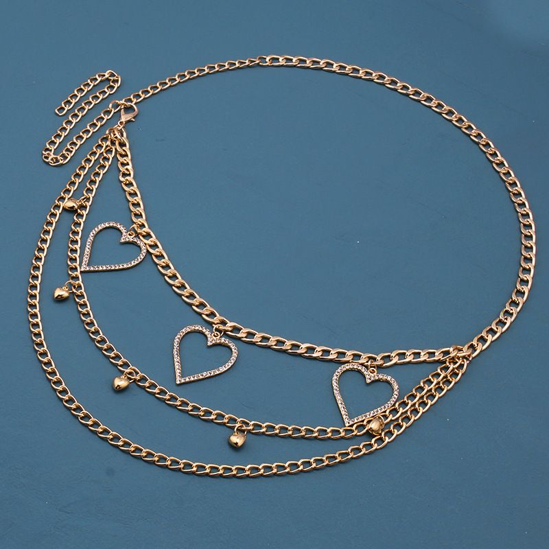 New Accessories, Fashionable Trendy Chains, Versatile Women's Dia Inlaid Large Peach Heart Waist Accessories_voghion.com