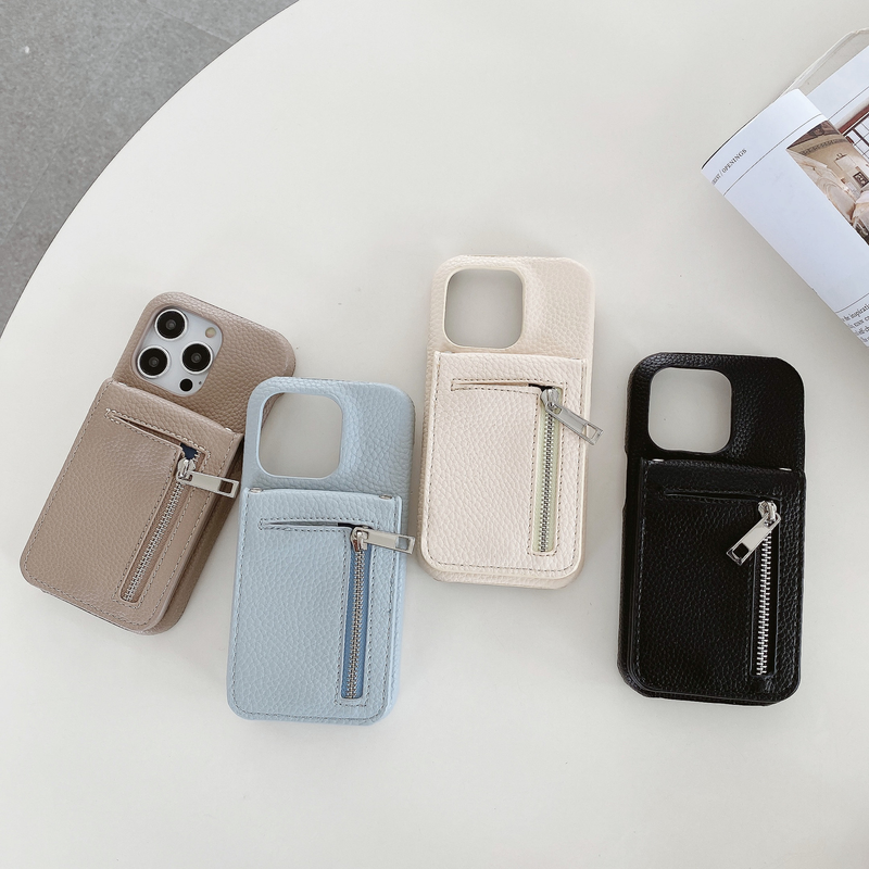 Mobile phone case for iPhone15 mobile phone case Apple 14pro max flip zipper card holder mobile phone case 13/12 women_voghion.com