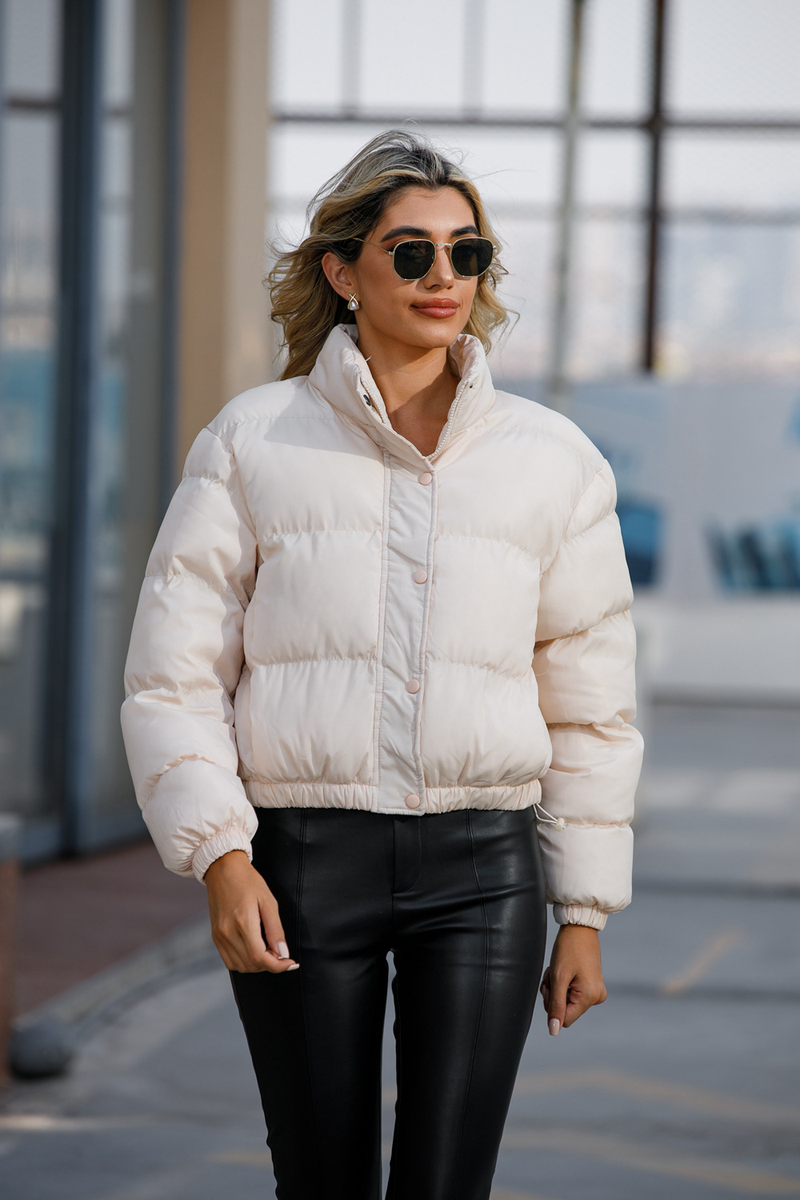 Women's fashion long sleeve high neck warm coat loose casual cotton-padded jacket_voghion.com