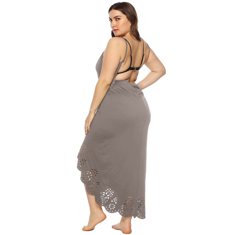 Abito da donna con spalline irregolari, camicetta da spiaggia cava permanente taglie forti_voghion.com