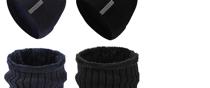 Autumn Winter New Men's Thickened And Scarf Outdoor Fleece-Lined Warm Ear Protection Knitted Hat Two-Piece Set_voghion.com