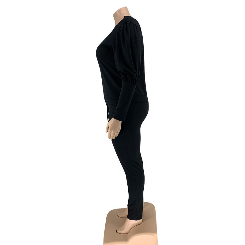 Damen-Strick-Hoodie-Herbst- und Wintermode, lässiger zweiteiliger Damenanzug in Übergröße_voghion.com