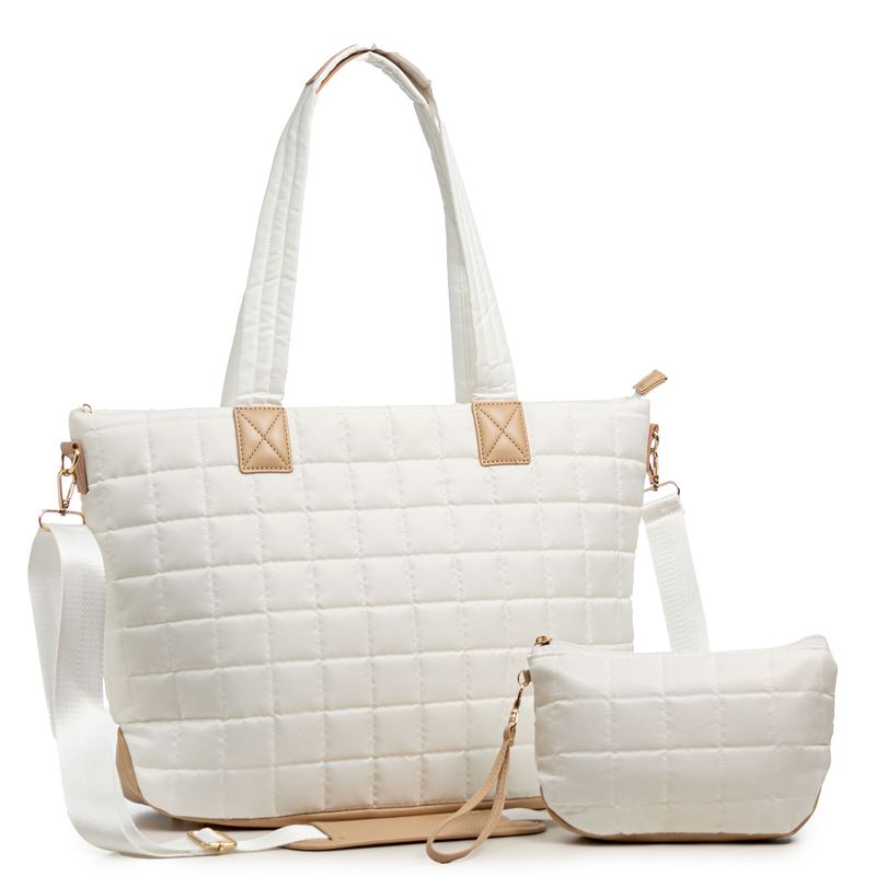 Bolsa feminina para laptop, bolsa acolchoada com zíper, bolsa de trabalho fofa_voghion.com