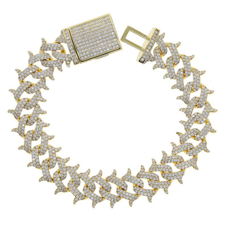 15mm Thorn Cuban Chain Hip Hop Inlaid Zircon Men's Bracelet New Model_voghion.com