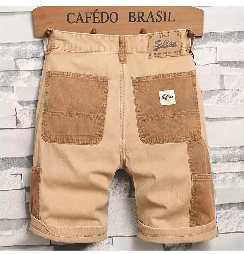 Lässige Cargo-Shorts für Herren – Hellbraune Arbeitsshorts aus Baumwollstretch für Streetwear und den Alltag (Größen 28–36)_voghion.com