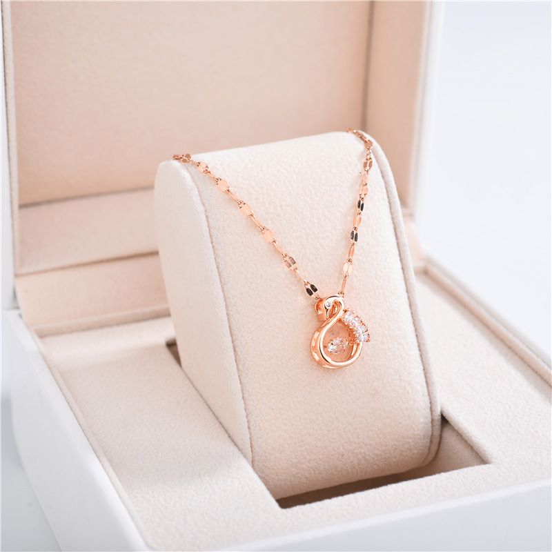 The new titanium steel smart flashing diamond swan necklace women;s inlaid super flashing zircon temperament clavicle chain does not fade_voghion.com