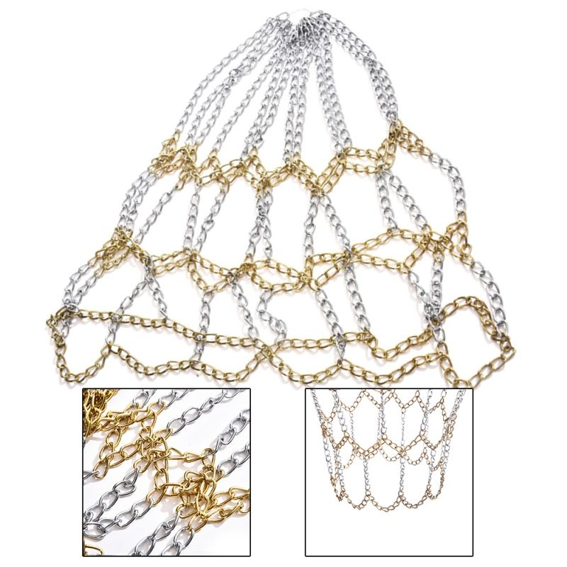 Basketboll utomhus Klassisk sport Stålkedja Basketnät Galvaniserad stålkedja Hållbar basketmålnät_voghion.com
