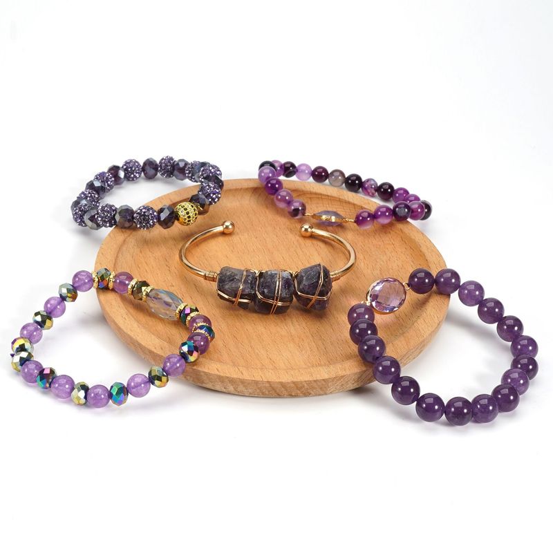 Populaire Bohemian Stapel Stijl Armband Natuurlijke Amethist Tijgeroog Steen Set Dames Armband_voghion.com