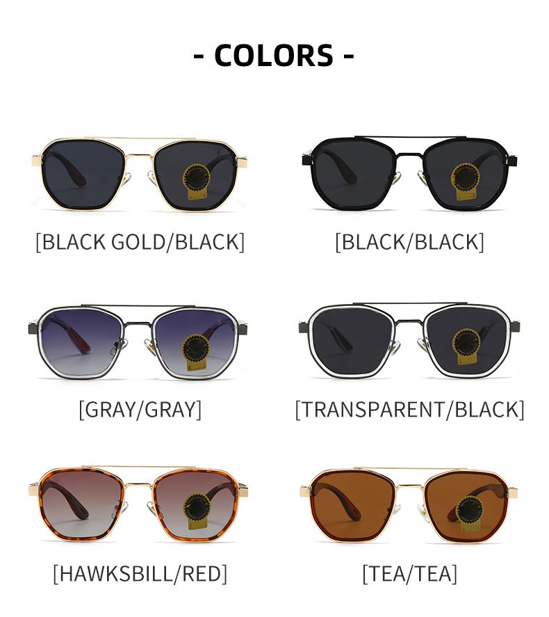 Polarisierte Retro-Sonnenbrille für Herren – Doppelsteg im quadratischen Pilotenstil, blendfreie Sonnenbrille mit UV-Schutz für Reisen, Sport und Autofahren_voghion.com