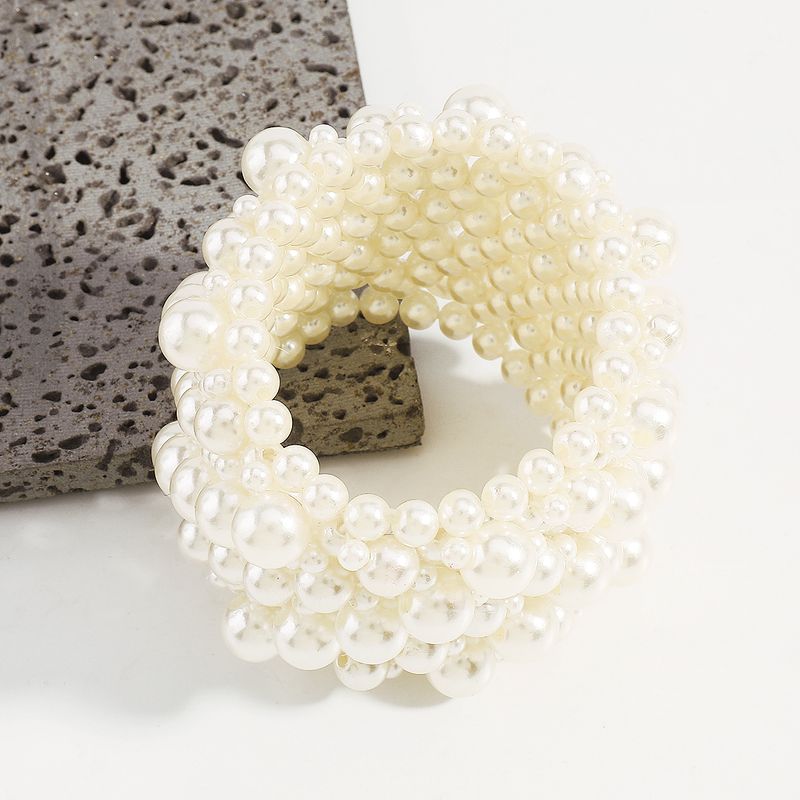 B2005 Geometric Simple Fashion Multiple Rows of Elasticity Widening Pearl Internet Celebrity Creative Elegant Bracelet_voghion.com