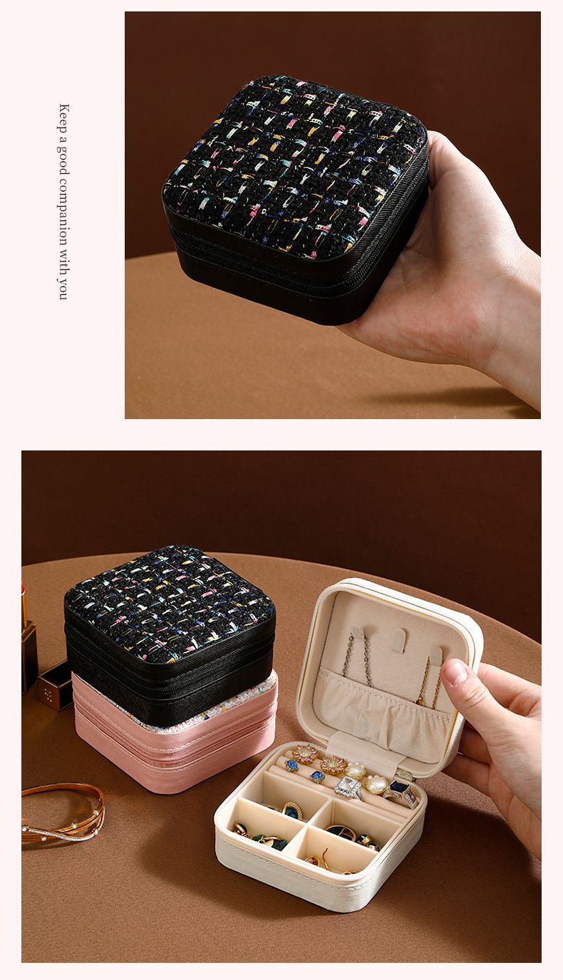 Elegant PU Leather Jewelry Box With Multiple Compartments - 10x10x5cm, Ideal For Rings, Earrings & Small Accessories_voghion.com