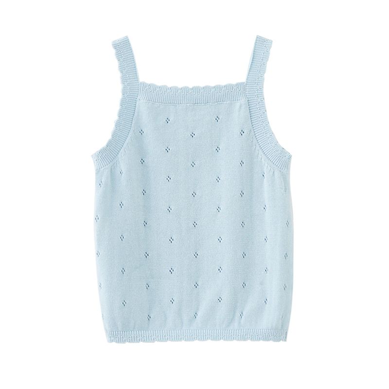 Canotta in pizzo e cotone per bambine – Capo estivo traspirante (80-120 cm, 4 colori + opzioni fiocco)_voghion.com