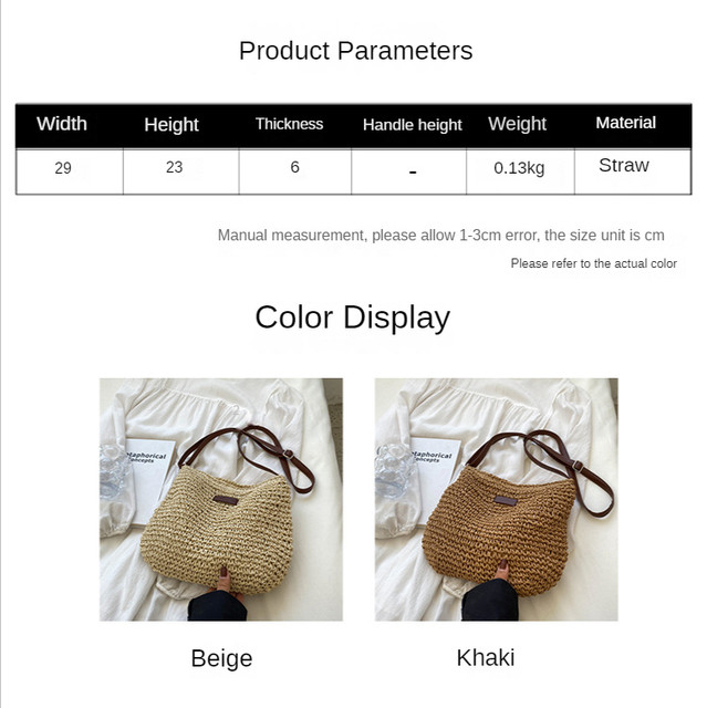 Dammode Sommar Halm Crossbody-väska Dam Strandsemester Shopping Vävd axelhandväska Messenger-väskor för kvinnor Väskor_voghion.com