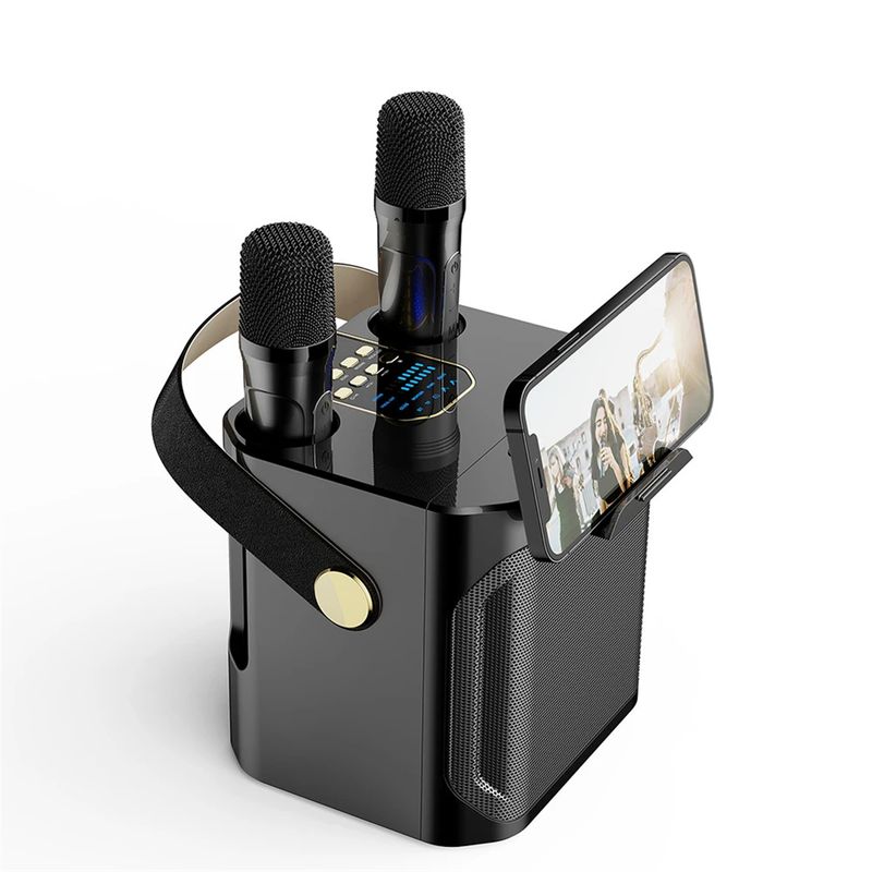 S882 Karaoke-apparaat met dubbele microfoons Verander stemfuncties Draagbare luidspreker Subwoofer TF-kaart U-schijfspeler voor_voghion.com
