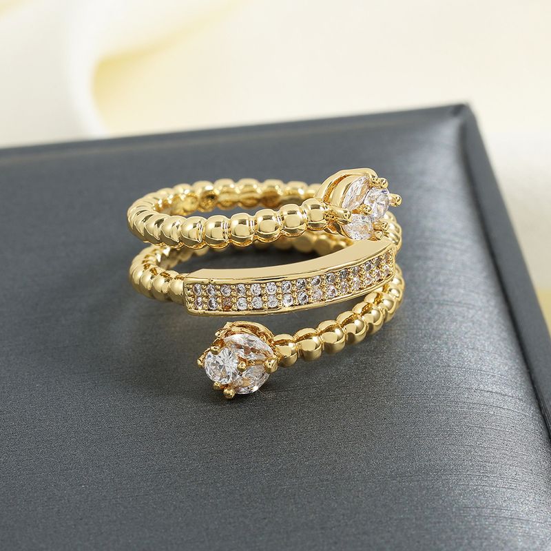 Anelli singoli estivi, nuovi anelli geometrici a foglia con micro intarsi in zircone, a spirale, personalità, gioielli di alta gamma._voghion.com