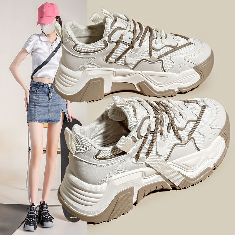 Papas Herbstneuheit, vielseitige weiße Studentenschuhe mit Biskuitkuchen und dicken Sohlen für Damen, trendig_voghion.com