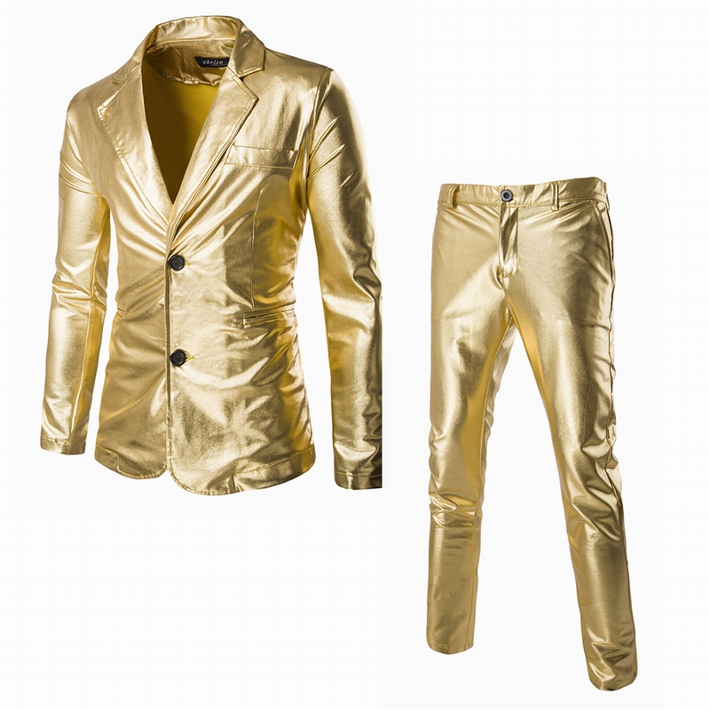 Nuovo completo da uomo slim fit con viso luminoso placcato in oro ZT-A11_voghion.com