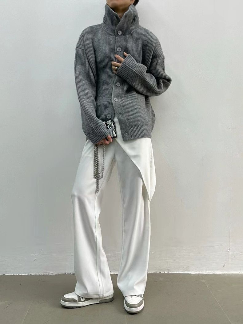 "Oversized Knit Cardigan – Minimalist Open-Front Loose Fit Jacket For Women (Grey/Off-White/Black)"_voghion.com