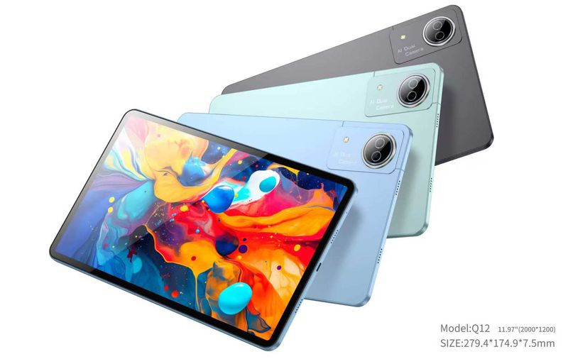 F12 Ultradünnes 12-Zoll-Android-Tablet mit 2K-Display, 6 GB RAM und 128 GB Speicher, Dual-SIM, GPS, abnehmbarer Tastatur_voghion.com