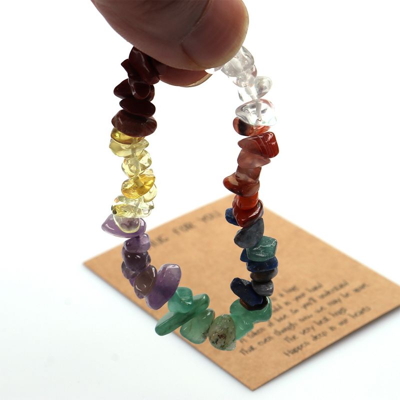 Bracelet en agate et améthyste curative – Pierres précieuses naturelles irrégulières, bijou extensible équilibrant les chakras (réglable de 19 cm, coffret cadeau)_voghion.com